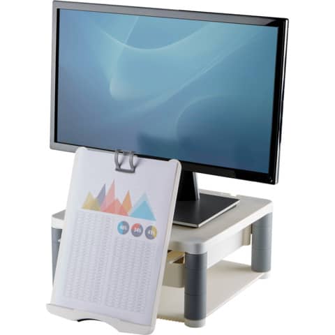 Supporto FELLOWES Premium Plus per monitor plastica riciclata grigio 34,3x33,3x6,4-16,5 cm - 91713